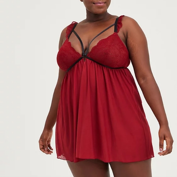 Torrid Burgundy Strappy Babydoll - Picture 1 of 4